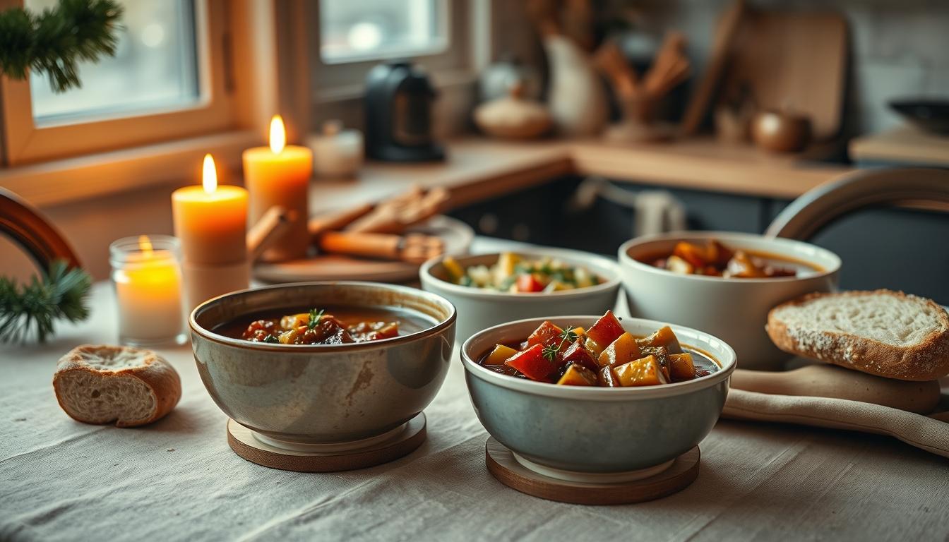 Balanced healthy meal prepared in a home kitchen